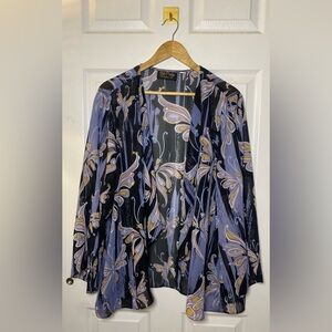 Bob Mackie | 2X Wearable Art Sheer Butterfly Open Front‎ Blouse